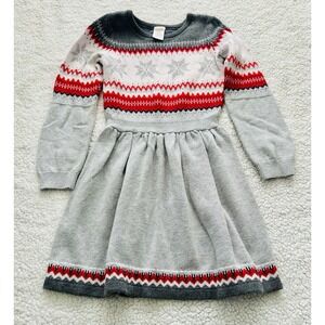 Gymboree Knit Sweater Dress Girls 7 Multicolor Red Gray Fair Isle Geometric